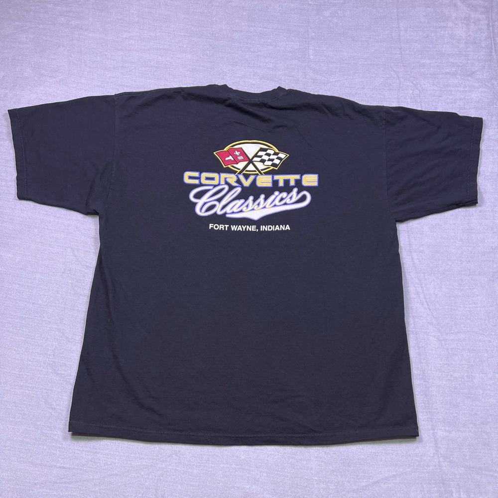 Corvette Classics Fort Wayne Indiana T Shirt‎ Mens XXL Black Gildan Ultra Cotton